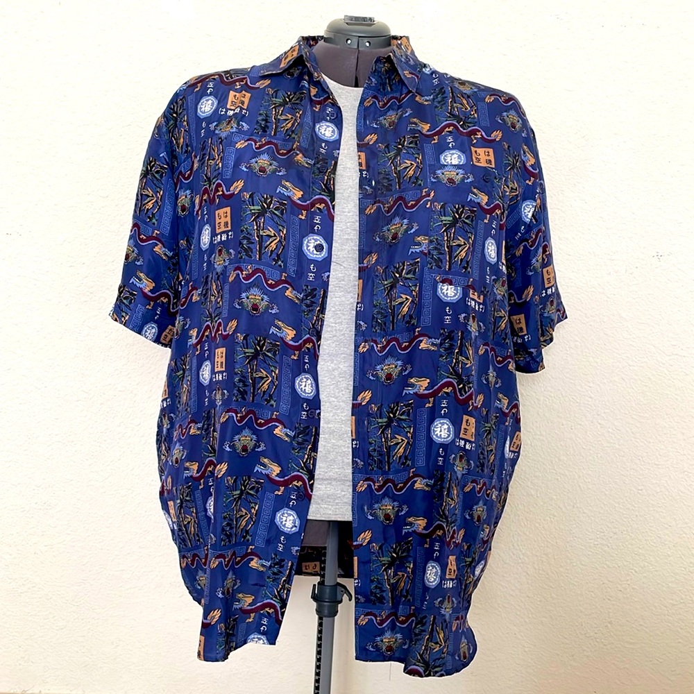Whitby silk shirt XXL Chinese pattern